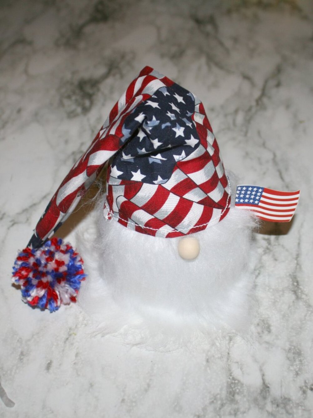 HAND CRAFTED Gnome Fourth of July Holiday Patriotic Air Freshener Cover White